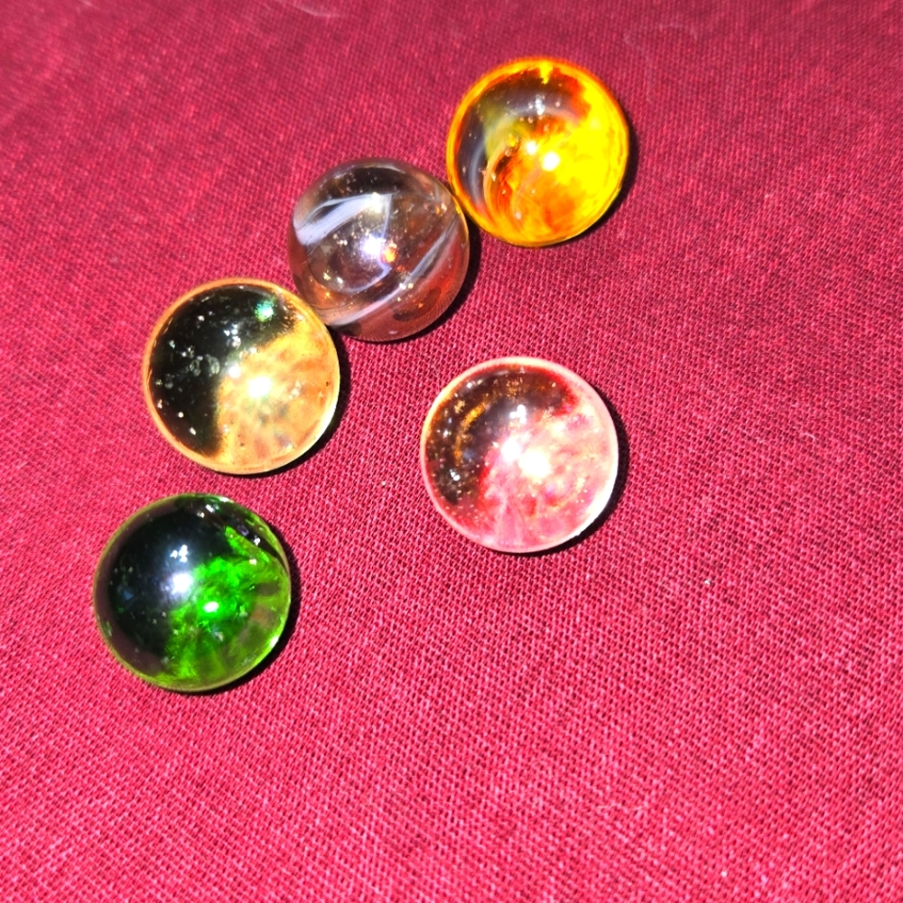 Vtg Vacor Transparent Agate Patch Swirl Mixed Iridescent Marble lot of 5